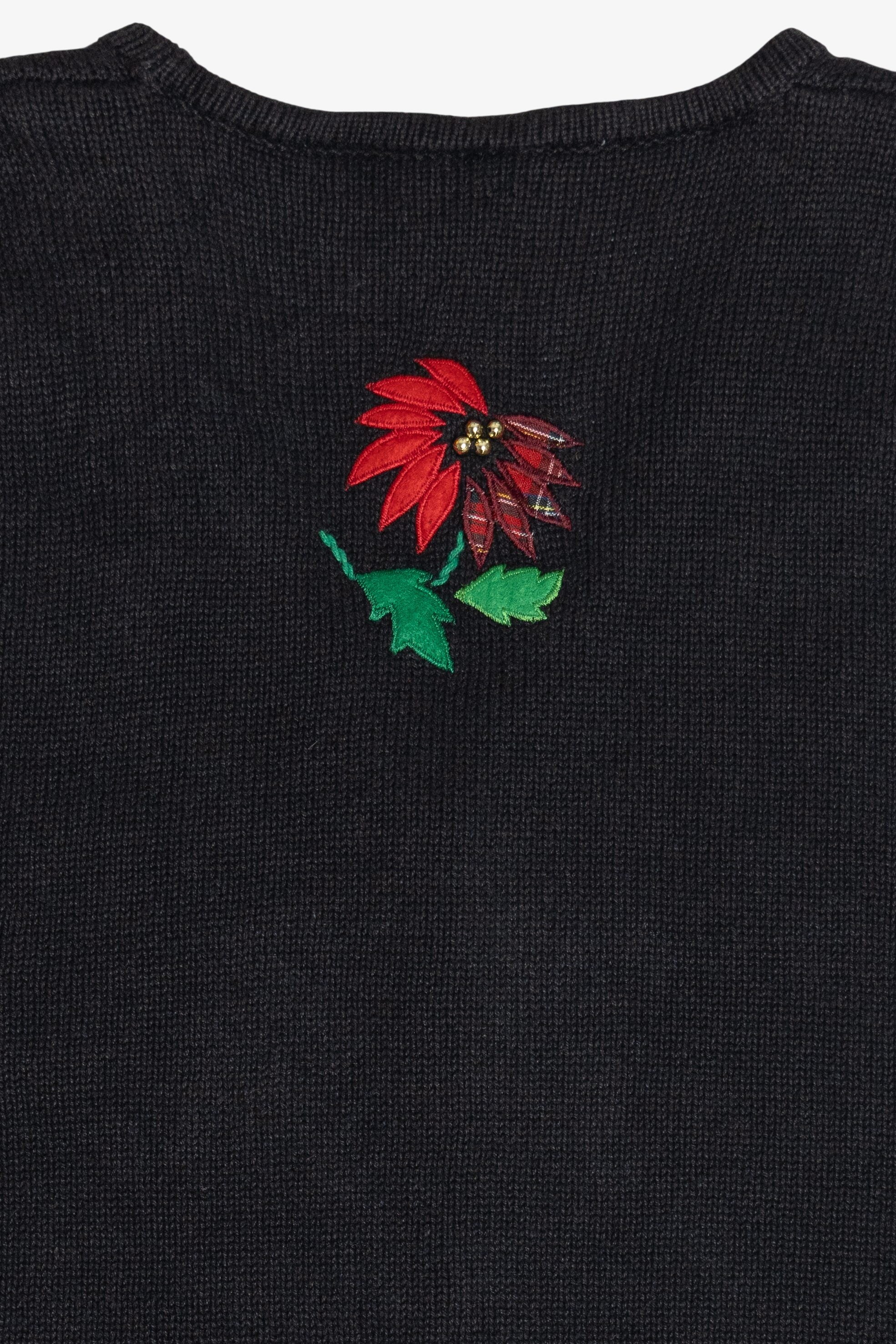 Vintage Bobbie Brooks Plaid Poinsettia Ugly Christmas Vest (1990s)