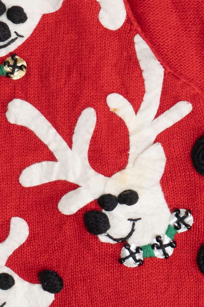Vintage Michael Simon Reindeer Applique Ugly Christmas Vest (2000s)
