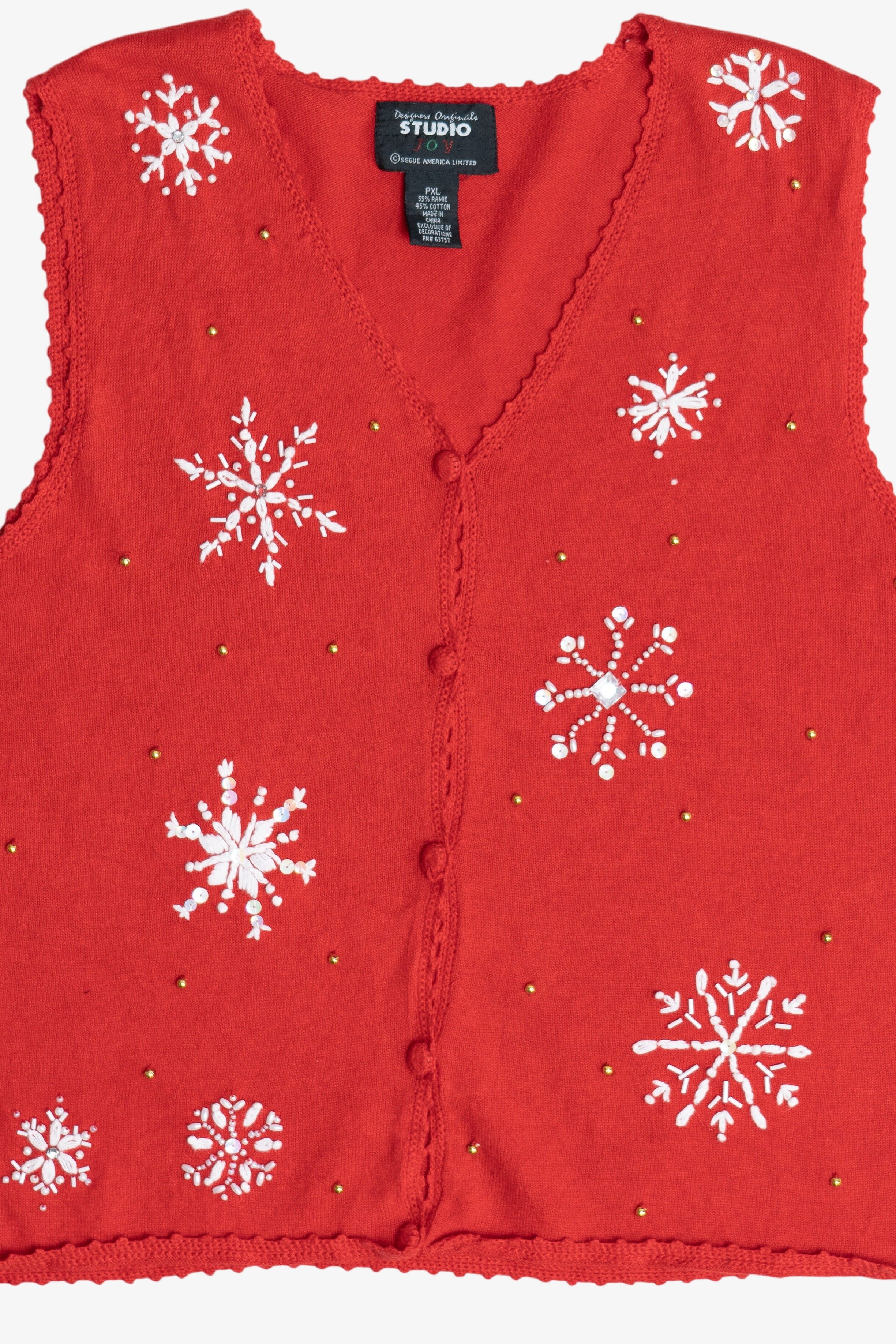 Vintage Snowflakes Ugly Christmas Sweater Vest (1990s)