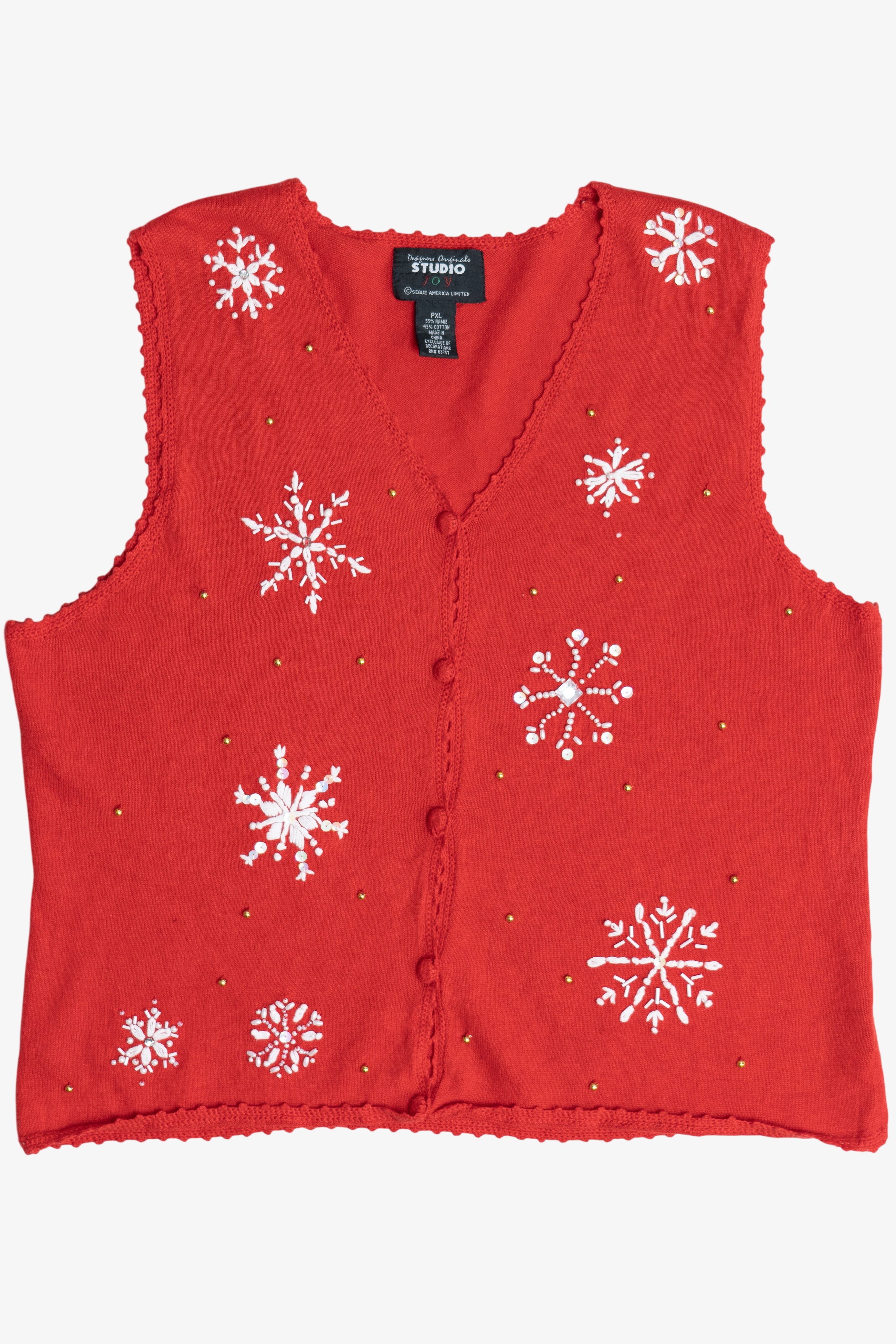 Vintage Snowflakes Ugly Christmas Sweater Vest (1990s)