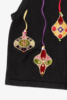Vintage Black Merry & Bright Ornaments Ugly Christmas Vest (2000s)