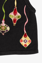 Vintage Black Merry & Bright Ornaments Ugly Christmas Vest (2000s)