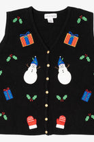 Vintage Black Croft & Barrow Snowmen Ugly Christmas Vest (2000s)