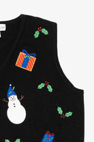 Vintage Black Croft & Barrow Snowmen Ugly Christmas Vest (2000s)