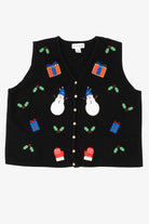 Vintage Black Croft & Barrow Snowmen Ugly Christmas Vest (2000s)