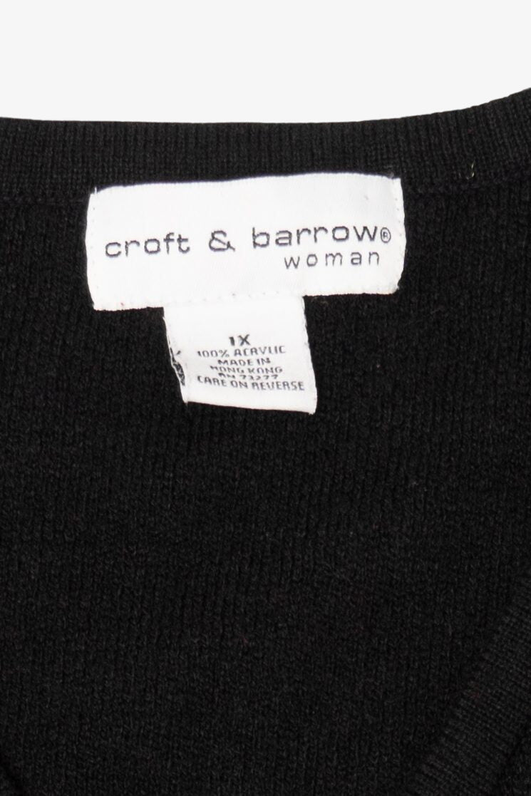 Vintage Black Croft & Barrow Snowmen Ugly Christmas Vest (2000s)