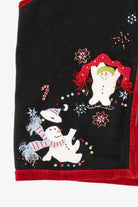 Vintage Black White Stag Snowmen Ugly Christmas Vest (1990s)