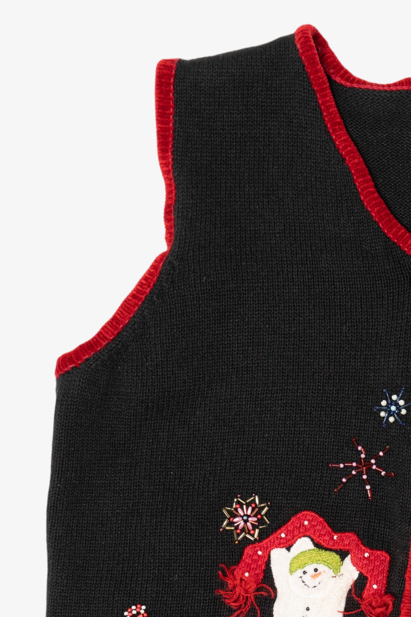 Vintage Black White Stag Snowmen Ugly Christmas Vest (1990s)