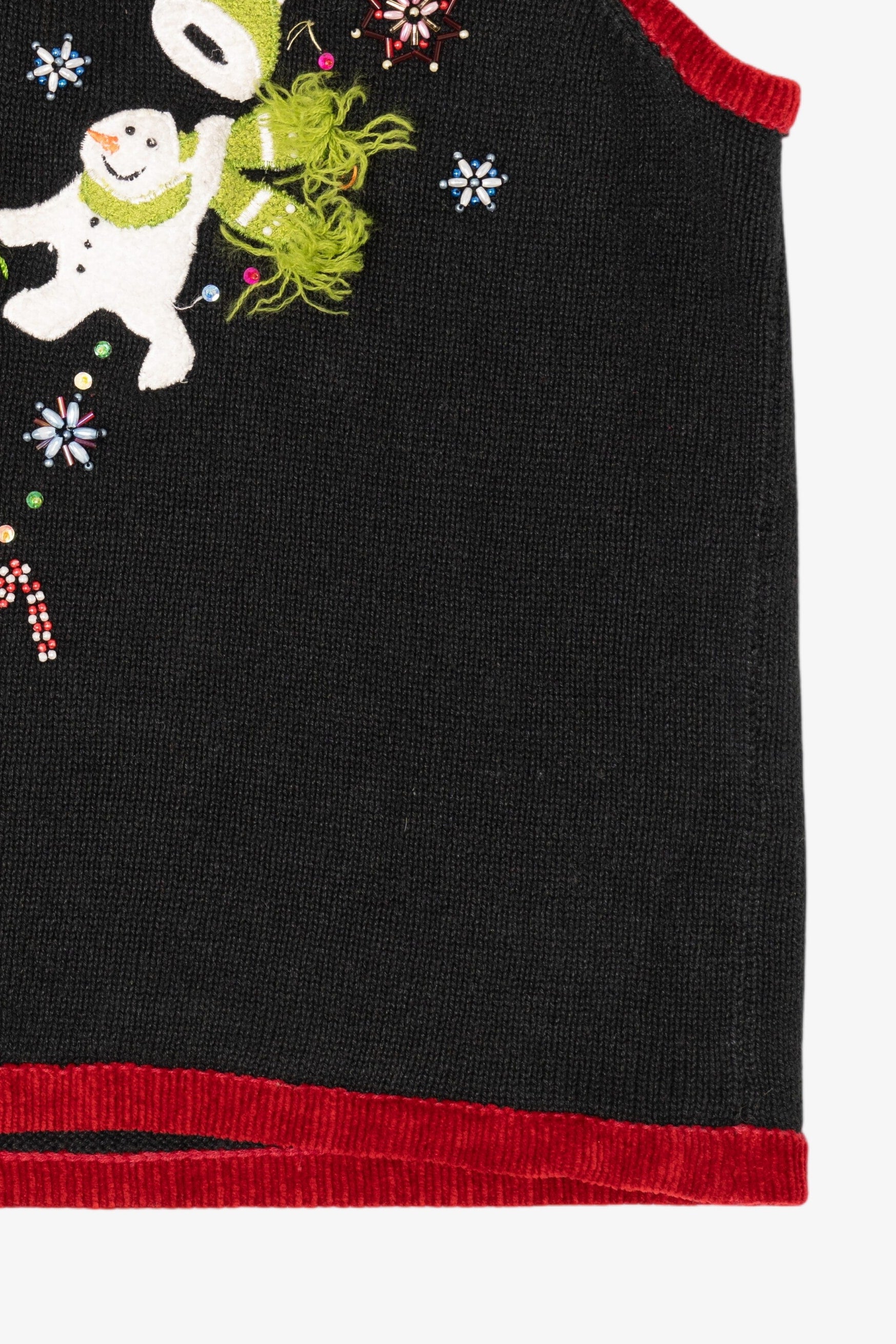 Vintage Black White Stag Snowmen Ugly Christmas Vest (1990s)
