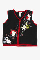 Vintage Black White Stag Snowmen Ugly Christmas Vest (1990s)