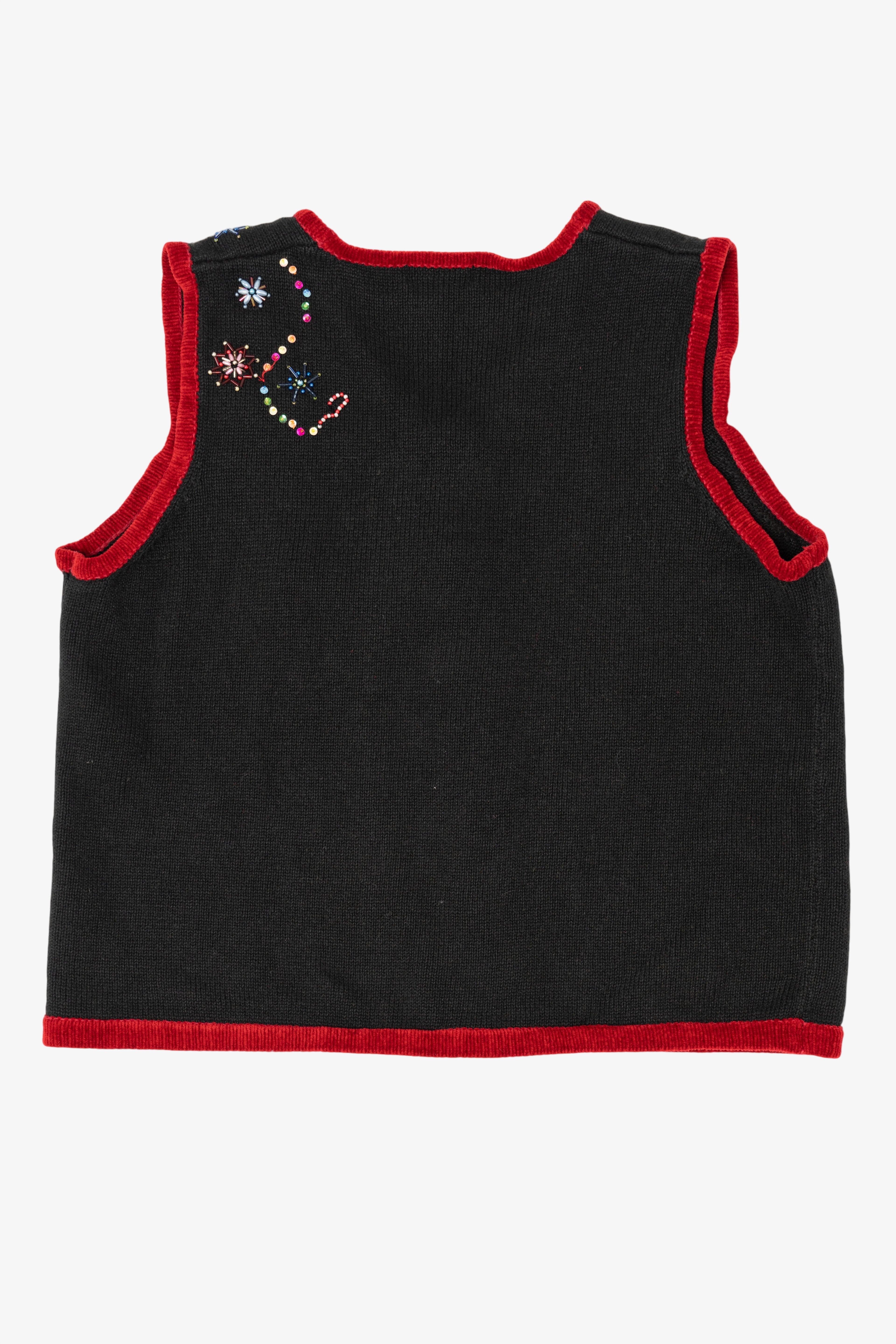 Vintage Black White Stag Snowmen Ugly Christmas Vest (1990s)