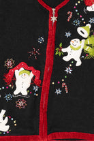 Vintage Black White Stag Snowmen Ugly Christmas Vest (1990s)