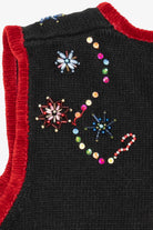 Vintage Black White Stag Snowmen Ugly Christmas Vest (1990s)