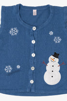 Vintage Blue Holiday Faire Snowmen Ugly Christmas Vest (2000s)