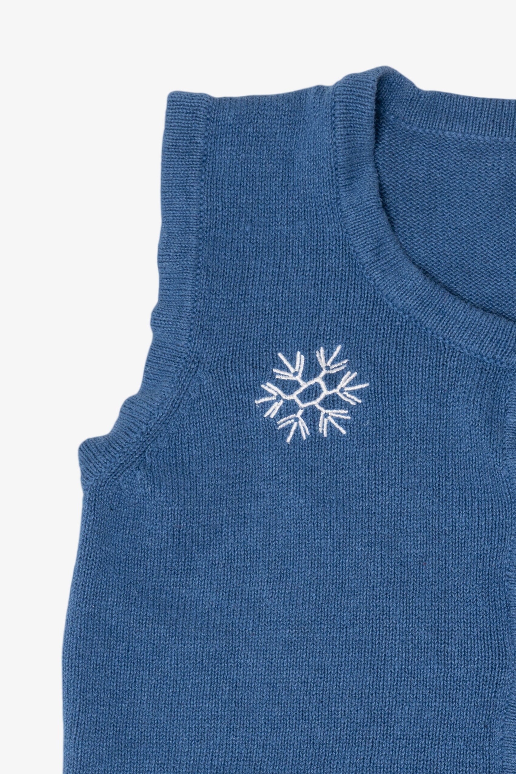 Vintage Blue Holiday Faire Snowmen Ugly Christmas Vest (2000s)