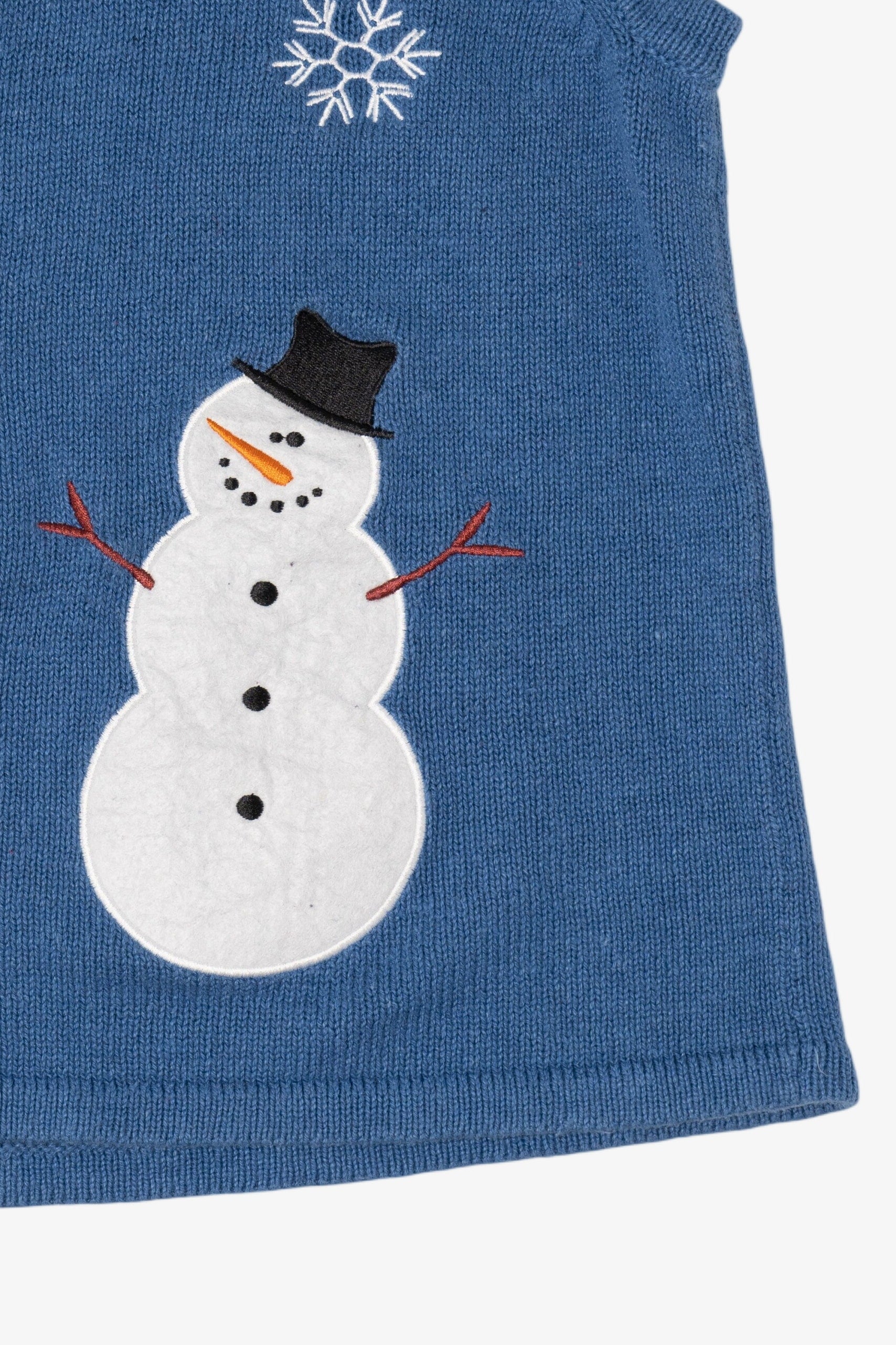 Vintage Blue Holiday Faire Snowmen Ugly Christmas Vest (2000s)