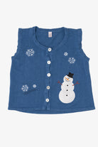 Vintage Blue Holiday Faire Snowmen Ugly Christmas Vest (2000s)