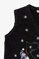 Vintage Black Carly St. Clair Snowmen Ugly Christmas Vest (1990s)