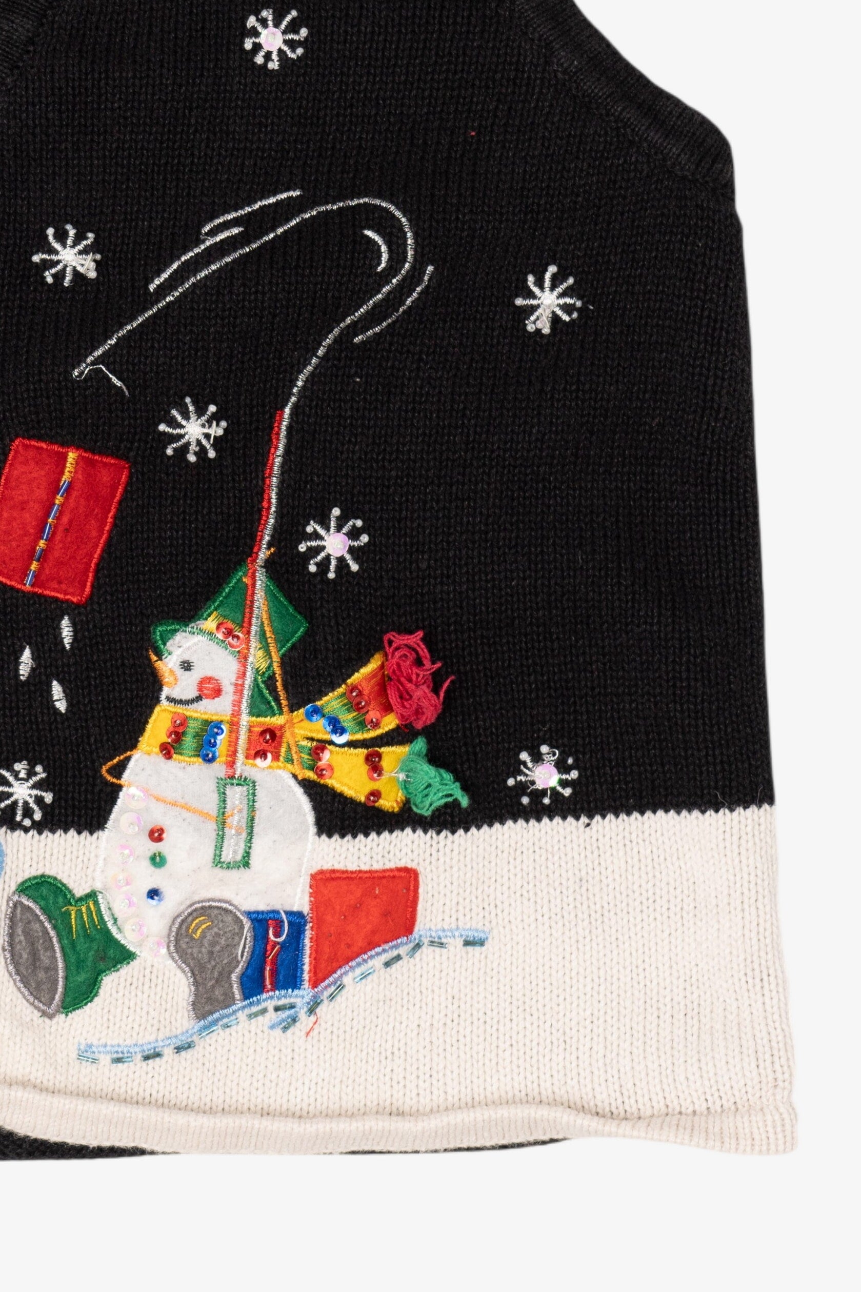 Vintage Black Carly St. Clair Snowmen Ugly Christmas Vest (1990s)