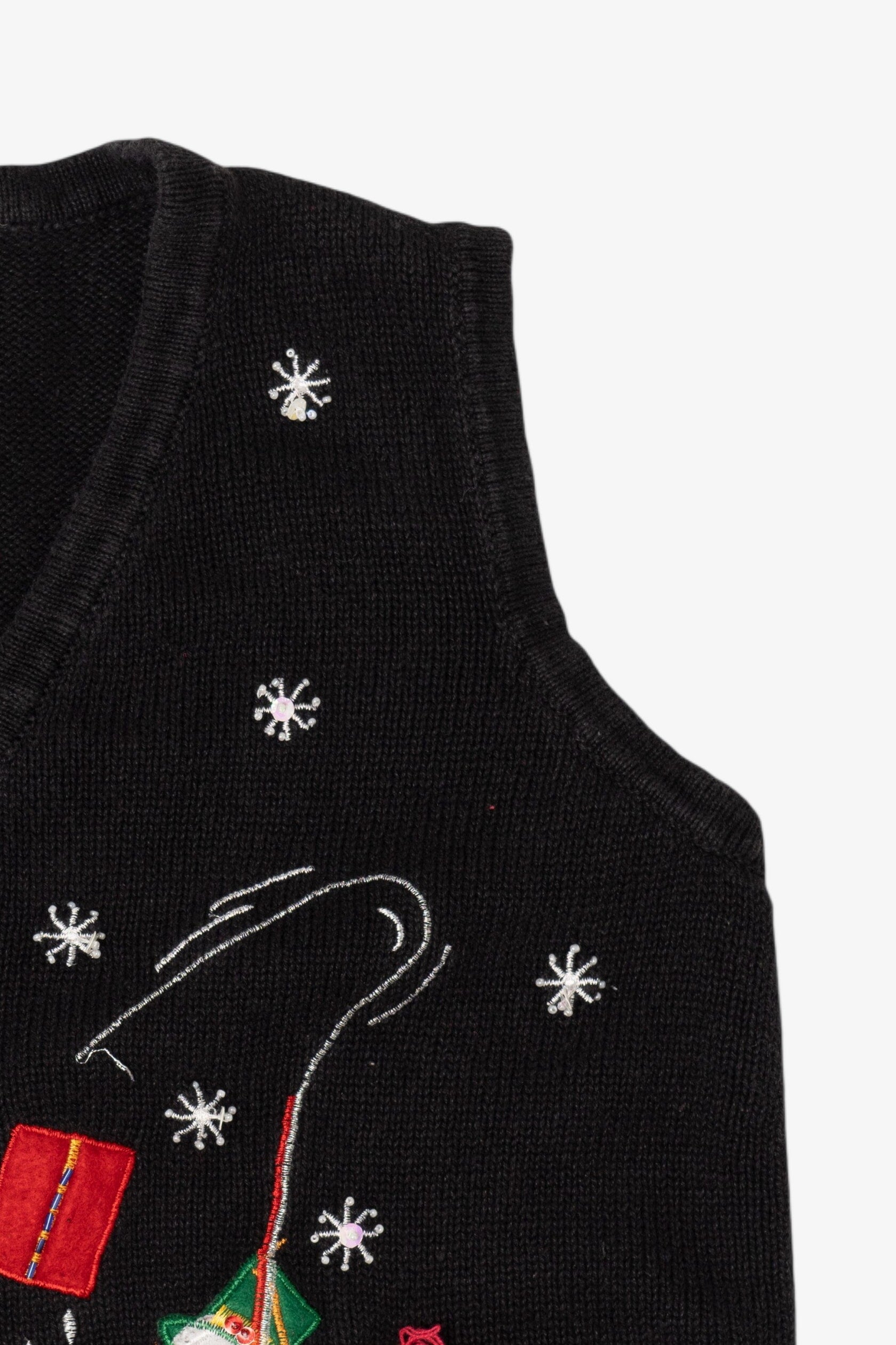 Vintage Black Carly St. Clair Snowmen Ugly Christmas Vest (1990s)