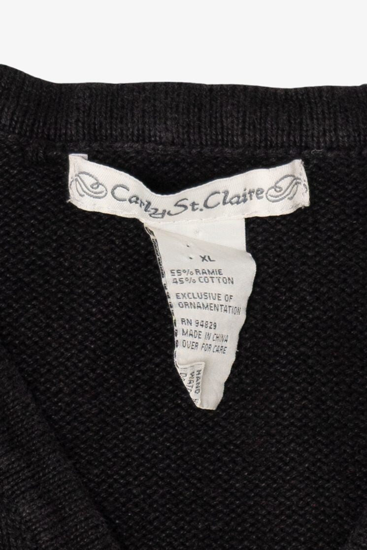 Vintage Black Carly St. Clair Snowmen Ugly Christmas Vest (1990s)