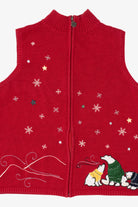 Vintage Red Christopher & Banks Polar Bears Ugly Christmas Vest (2000s)