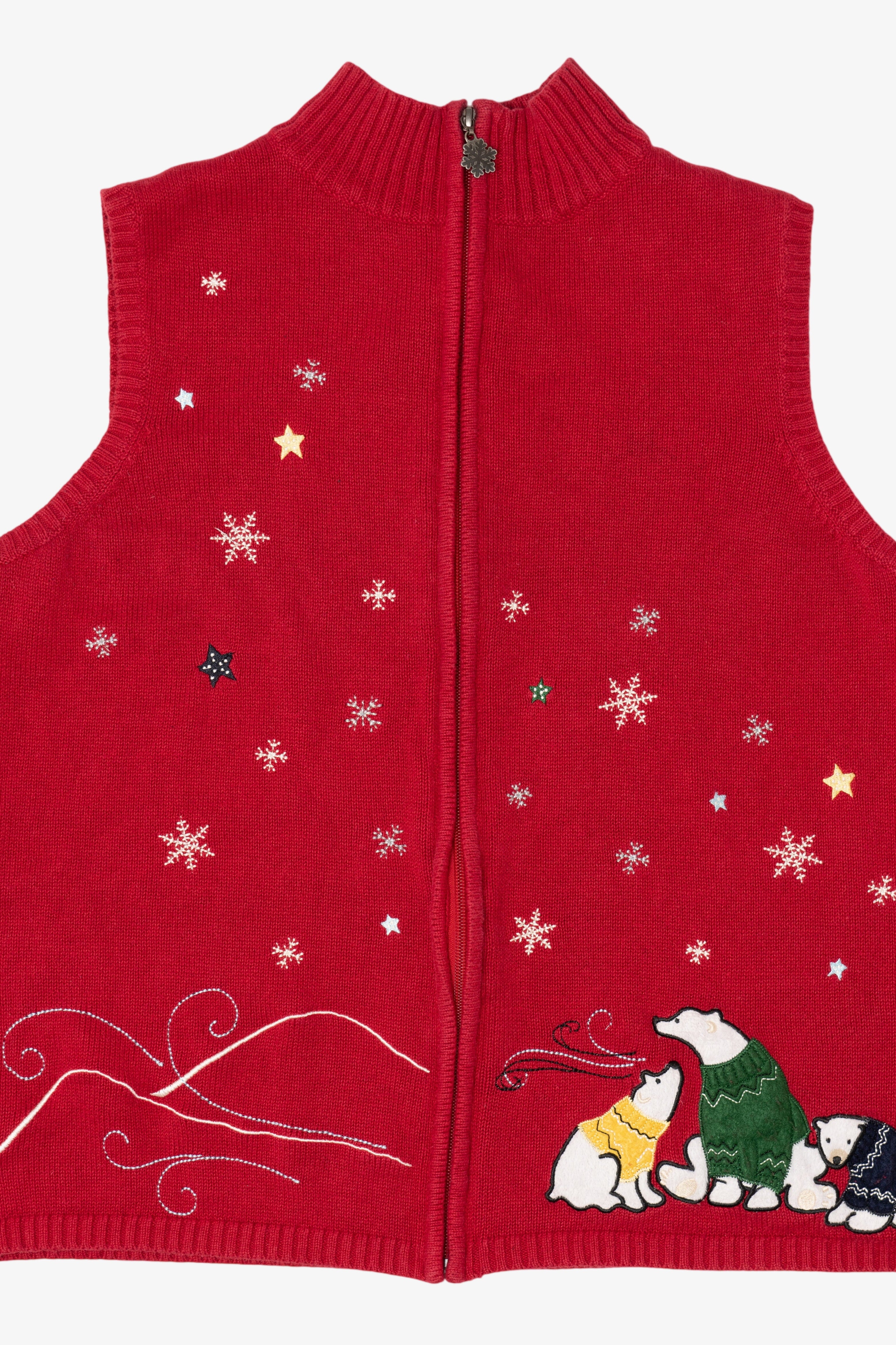 Vintage Red Christopher & Banks Polar Bears Ugly Christmas Vest (2000s)