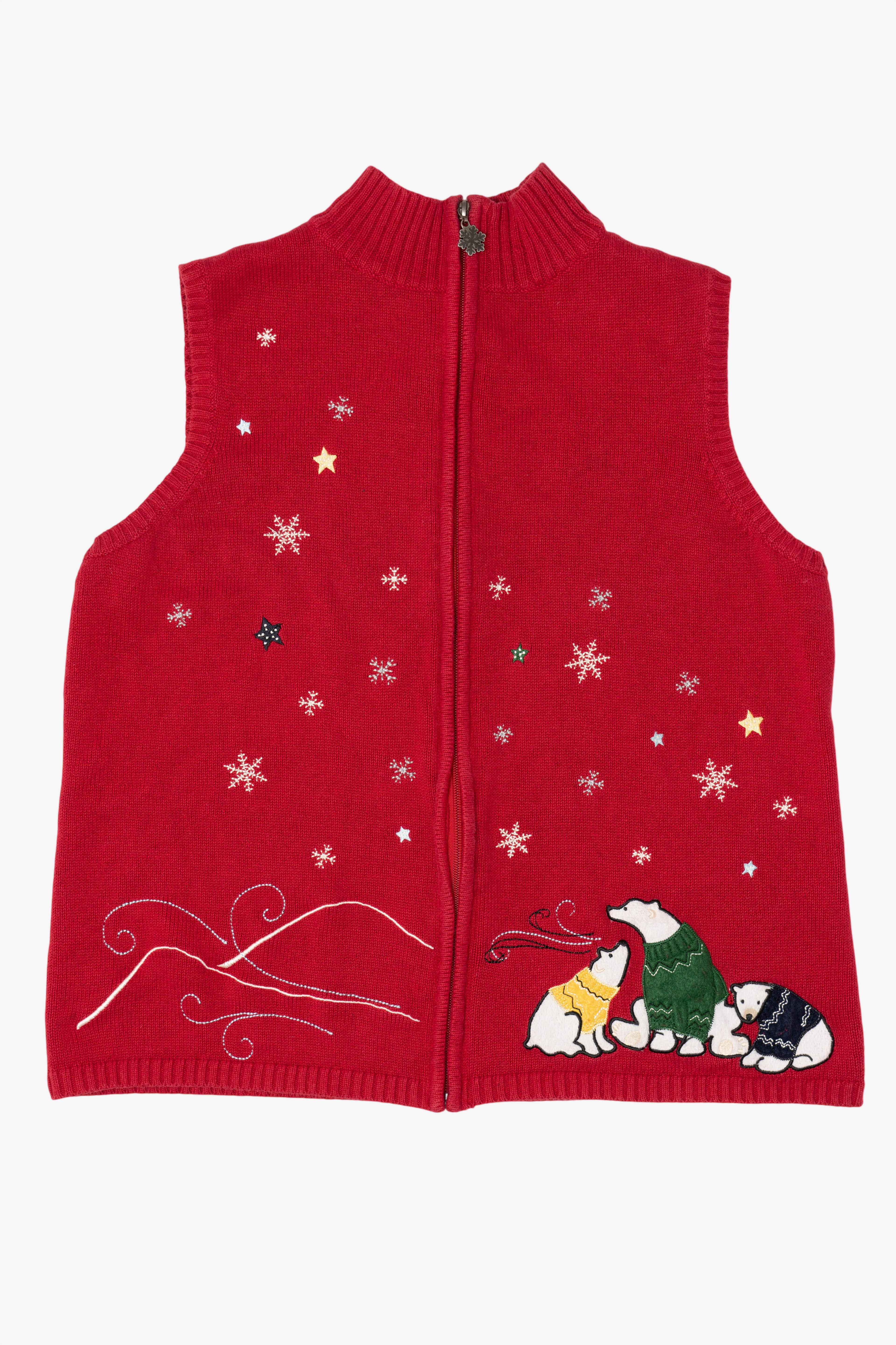 Vintage Red Christopher & Banks Polar Bears Ugly Christmas Vest (2000s)