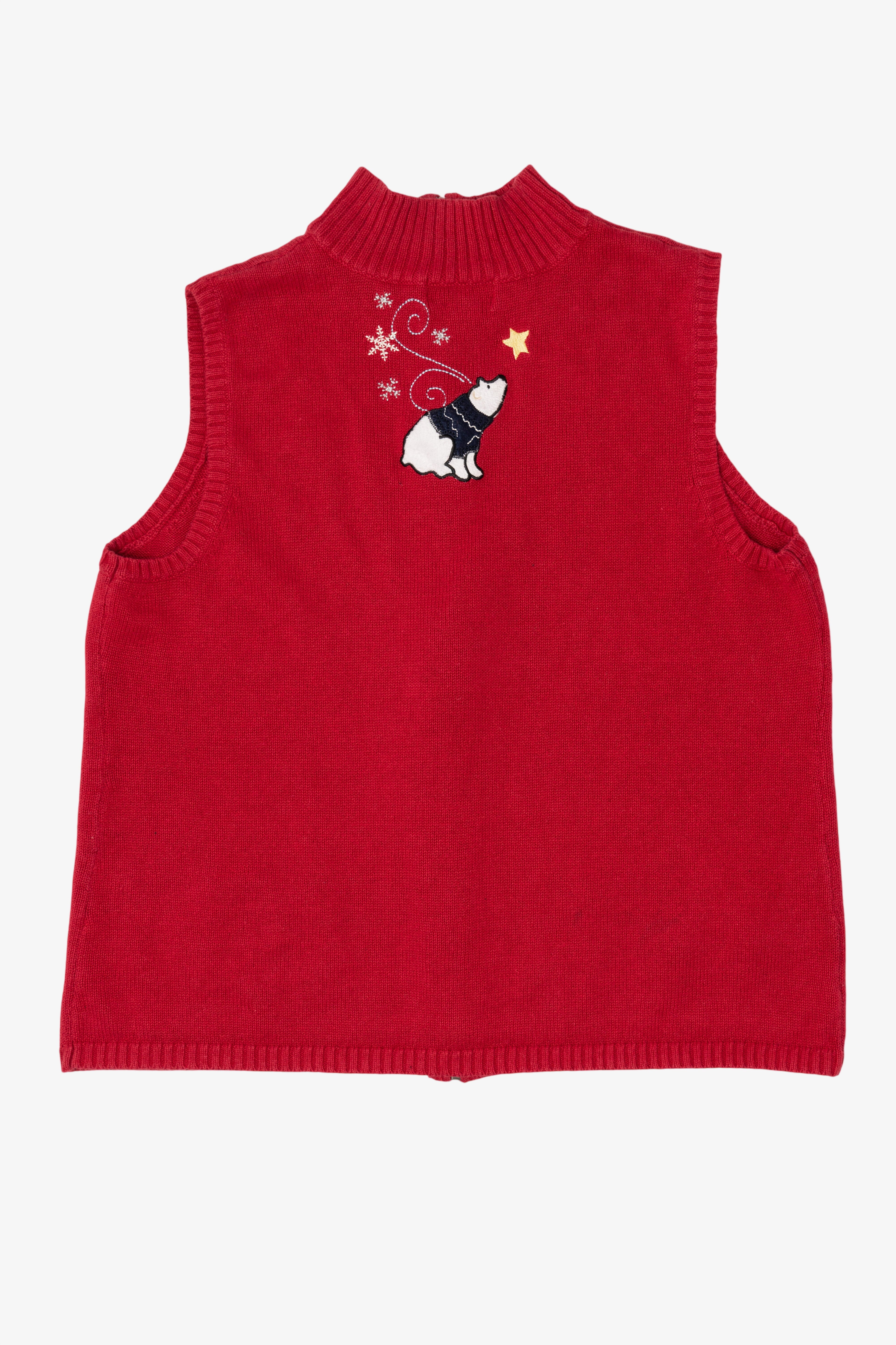 Vintage Red Christopher & Banks Polar Bears Ugly Christmas Vest (2000s)