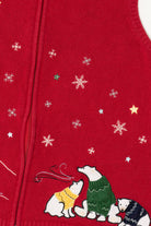 Vintage Red Christopher & Banks Polar Bears Ugly Christmas Vest (2000s)