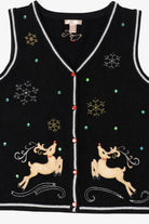 Vintage Black White Stag Reindeer Ugly Christmas Vest (2000s)