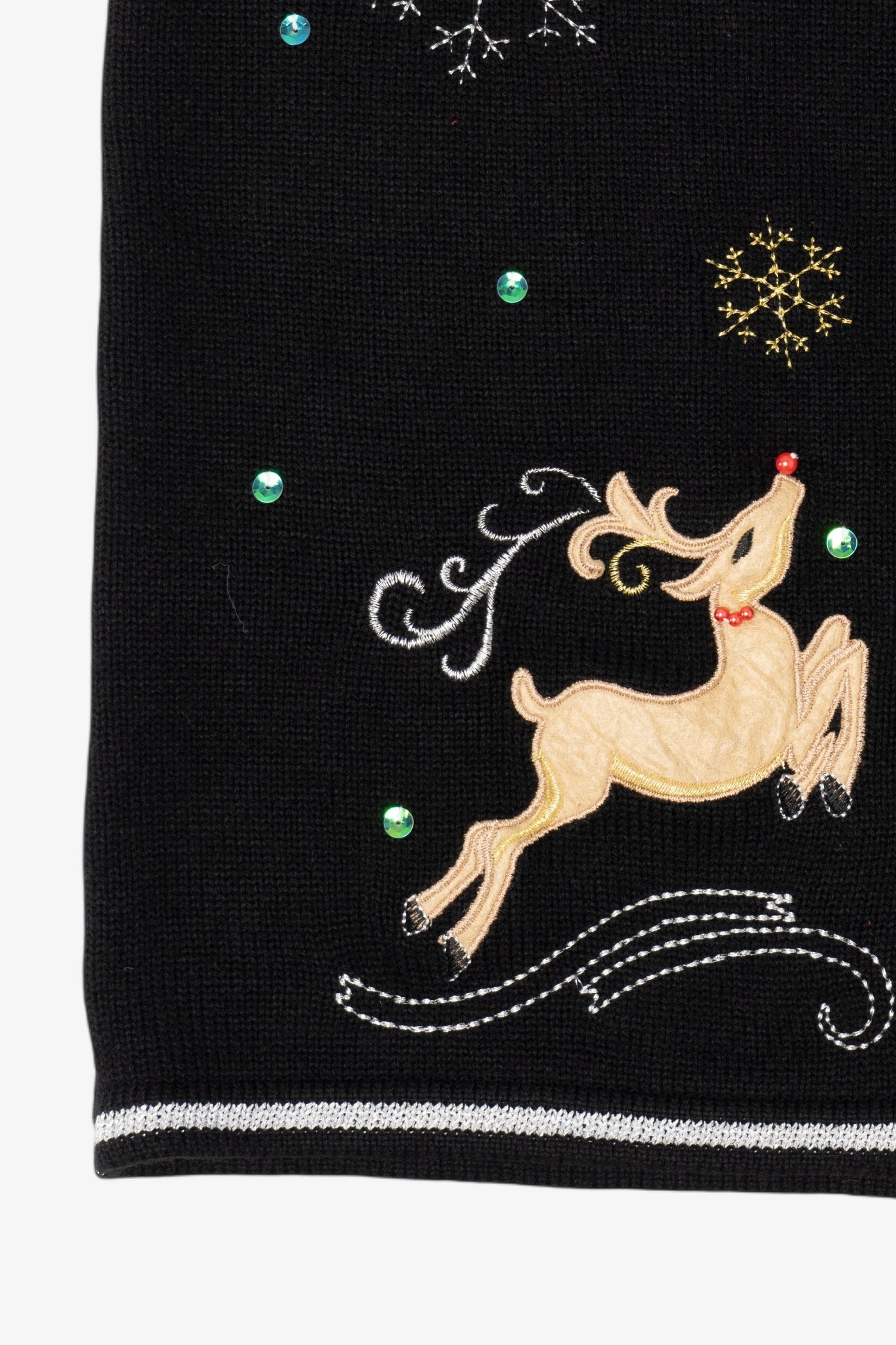 Vintage Black White Stag Reindeer Ugly Christmas Vest (2000s)