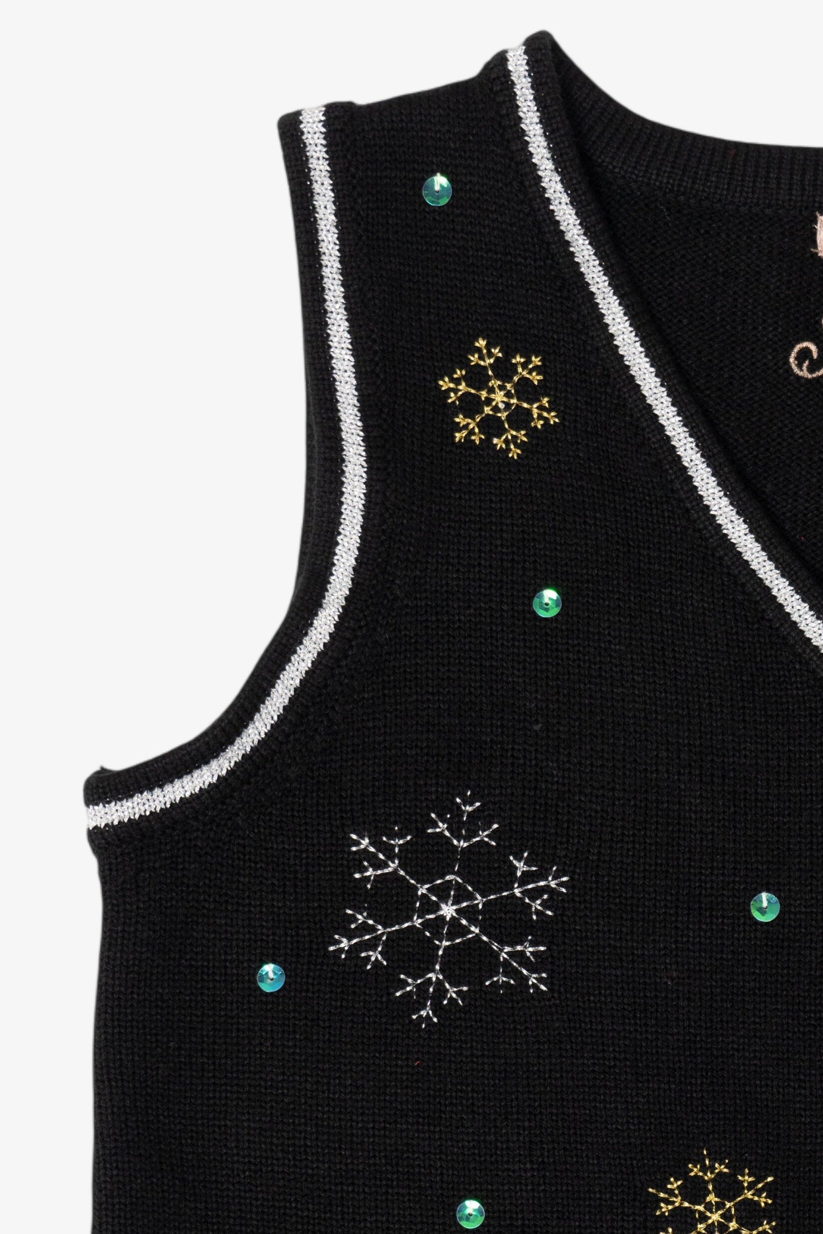 Vintage Black White Stag Reindeer Ugly Christmas Vest (2000s)