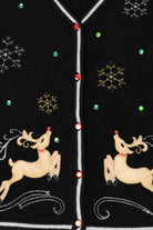 Vintage Black White Stag Reindeer Ugly Christmas Vest (2000s)