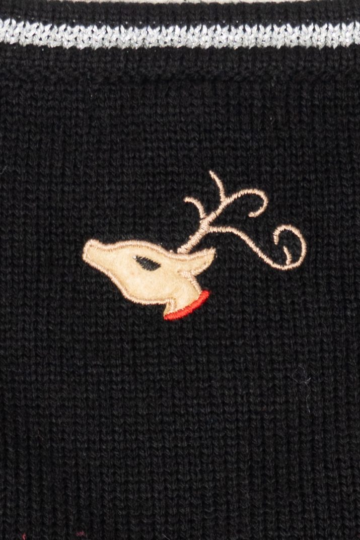 Vintage Black White Stag Reindeer Ugly Christmas Vest (2000s)