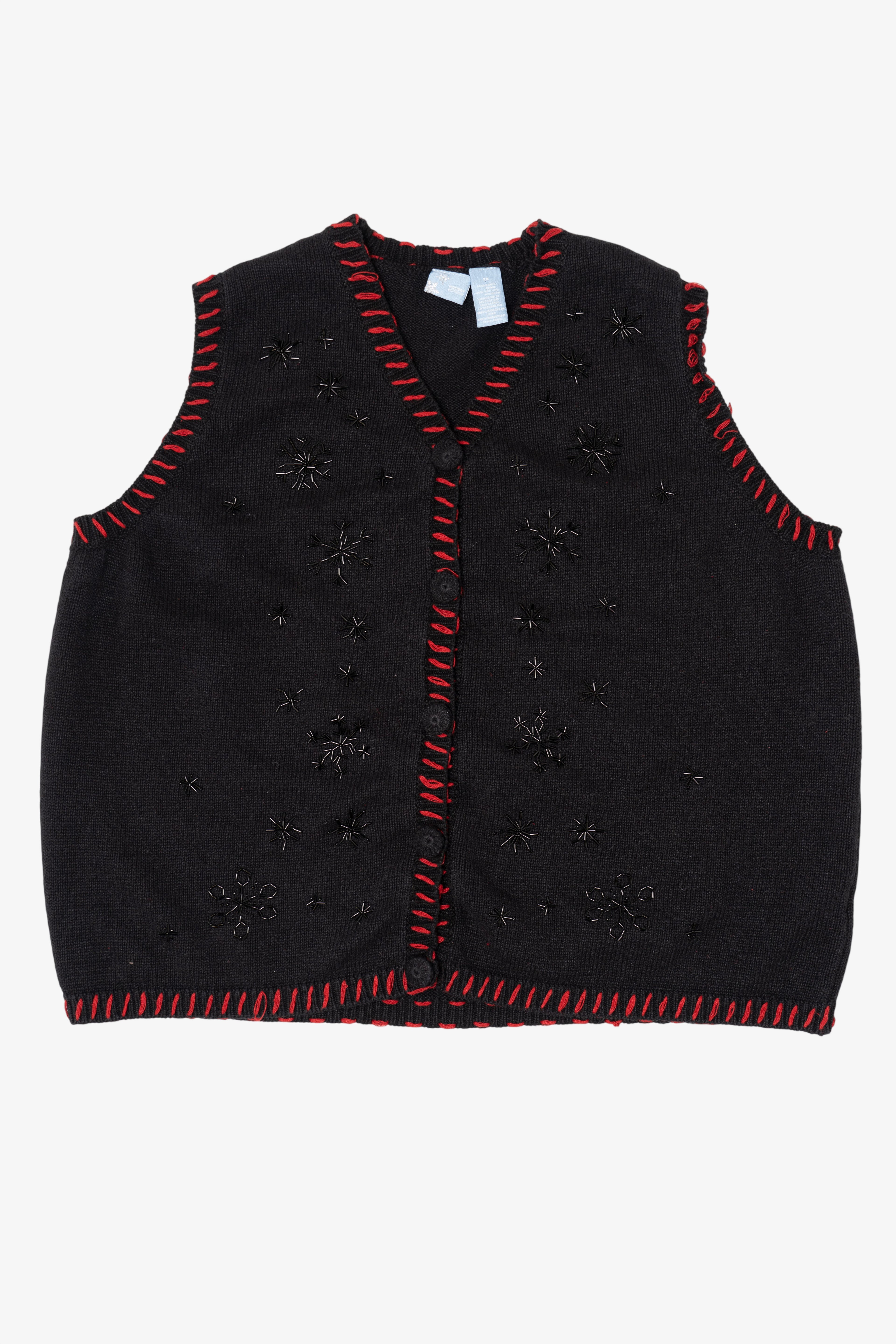 Vintage Black Holiday Editions Snowflakes Ugly Christmas Vest (2000s)