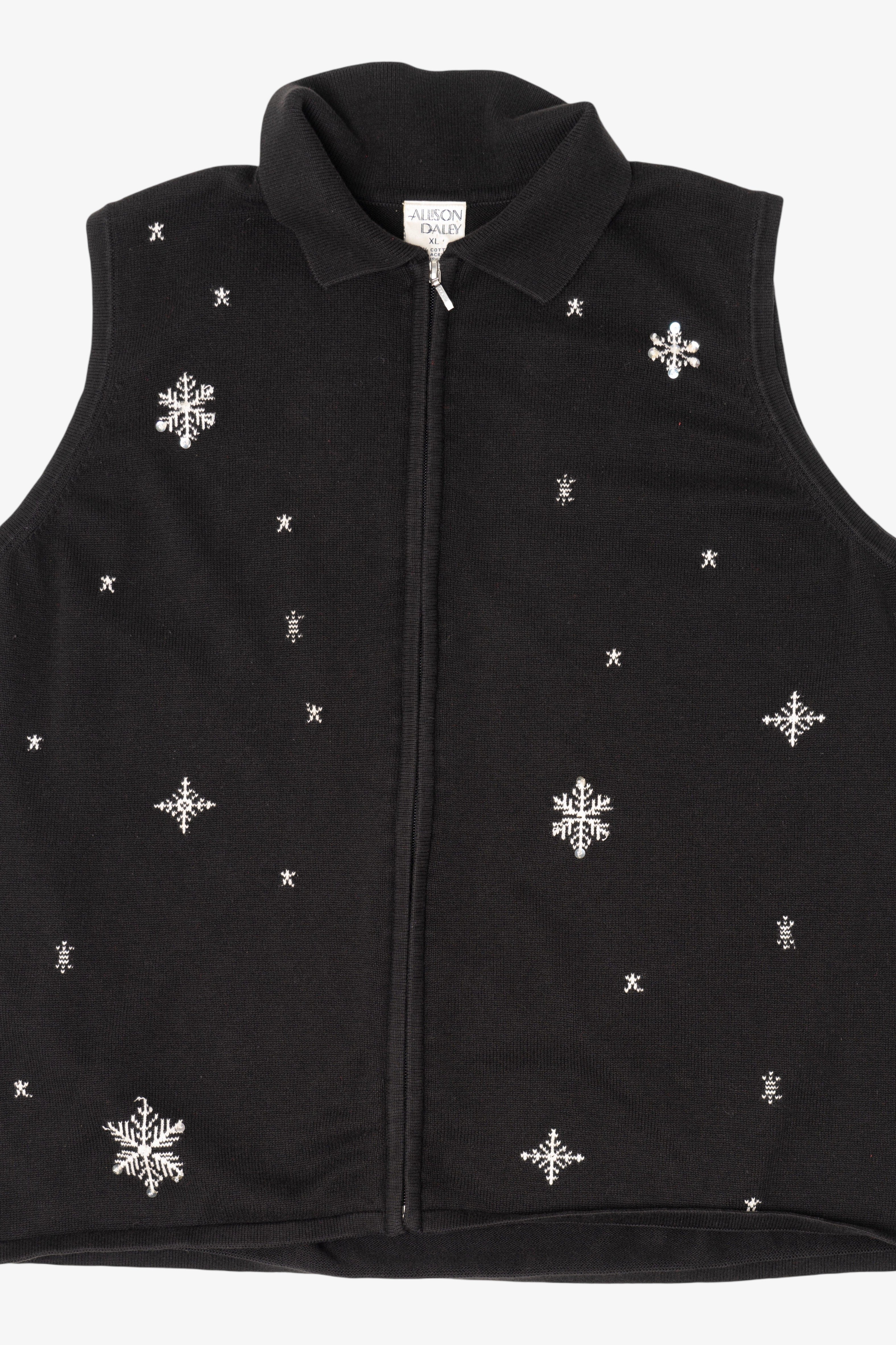 Vintage Black Allison Daley Snowflakes Ugly Christmas Vest (2000s)