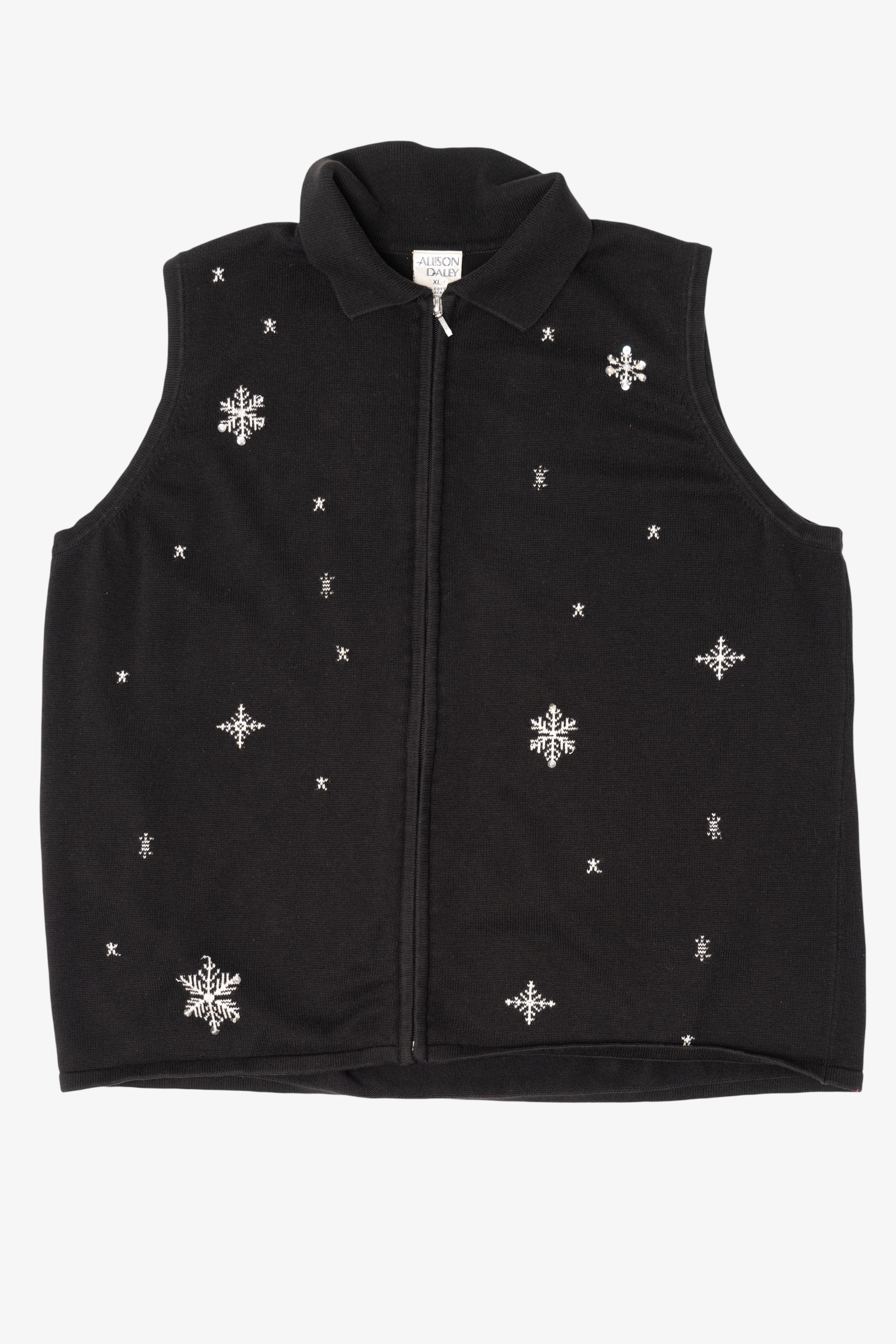 Vintage Black Allison Daley Snowflakes Ugly Christmas Vest (2000s)