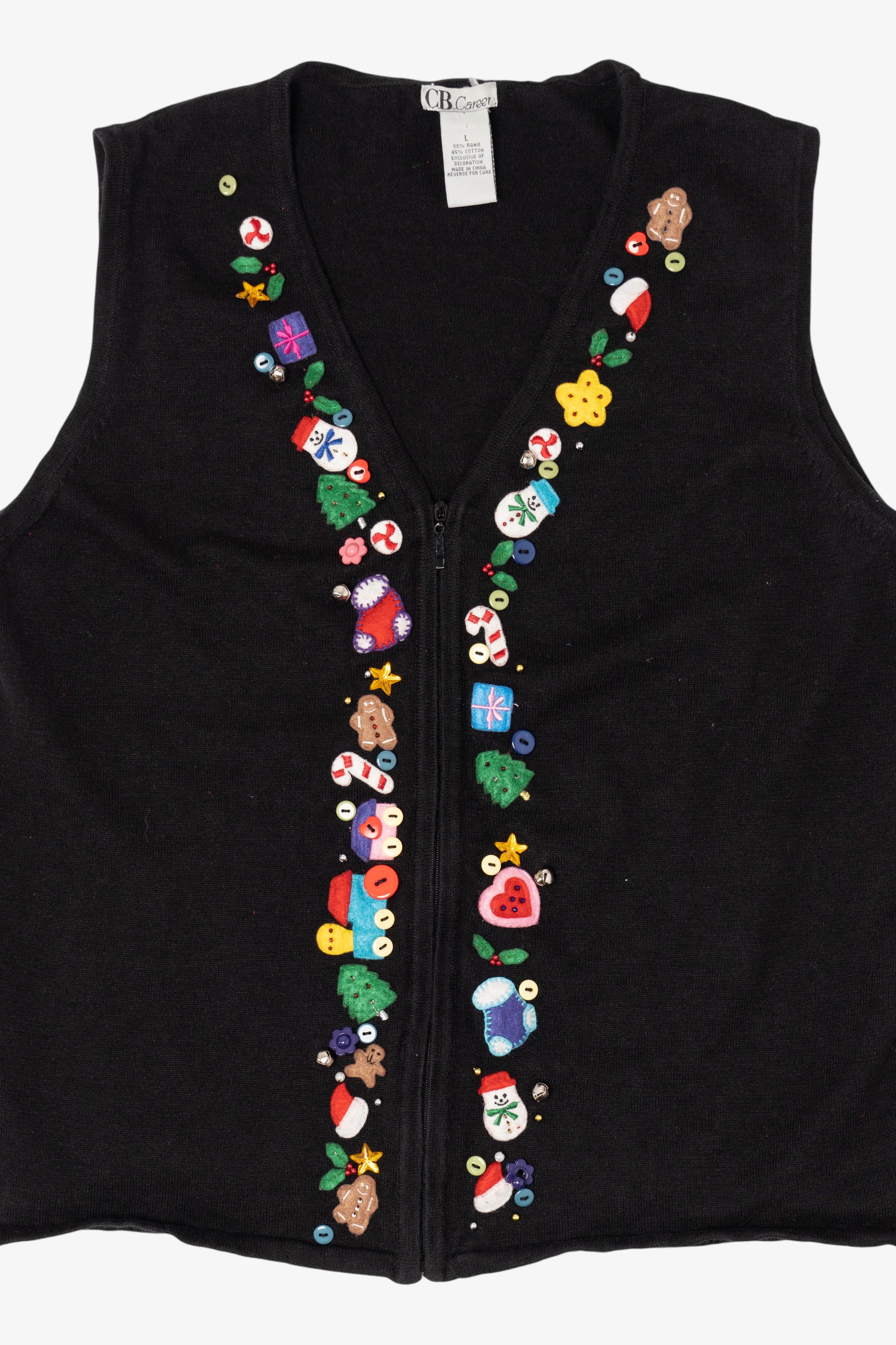 Vintage Black CB Career Ugly Christmas Vest (2000s)