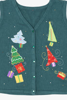 Vintage Green Trees And Presents Ugly Christmas Vest (2000s)