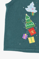 Vintage Green Trees And Presents Ugly Christmas Vest (2000s)