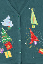Vintage Green Trees And Presents Ugly Christmas Vest (2000s)