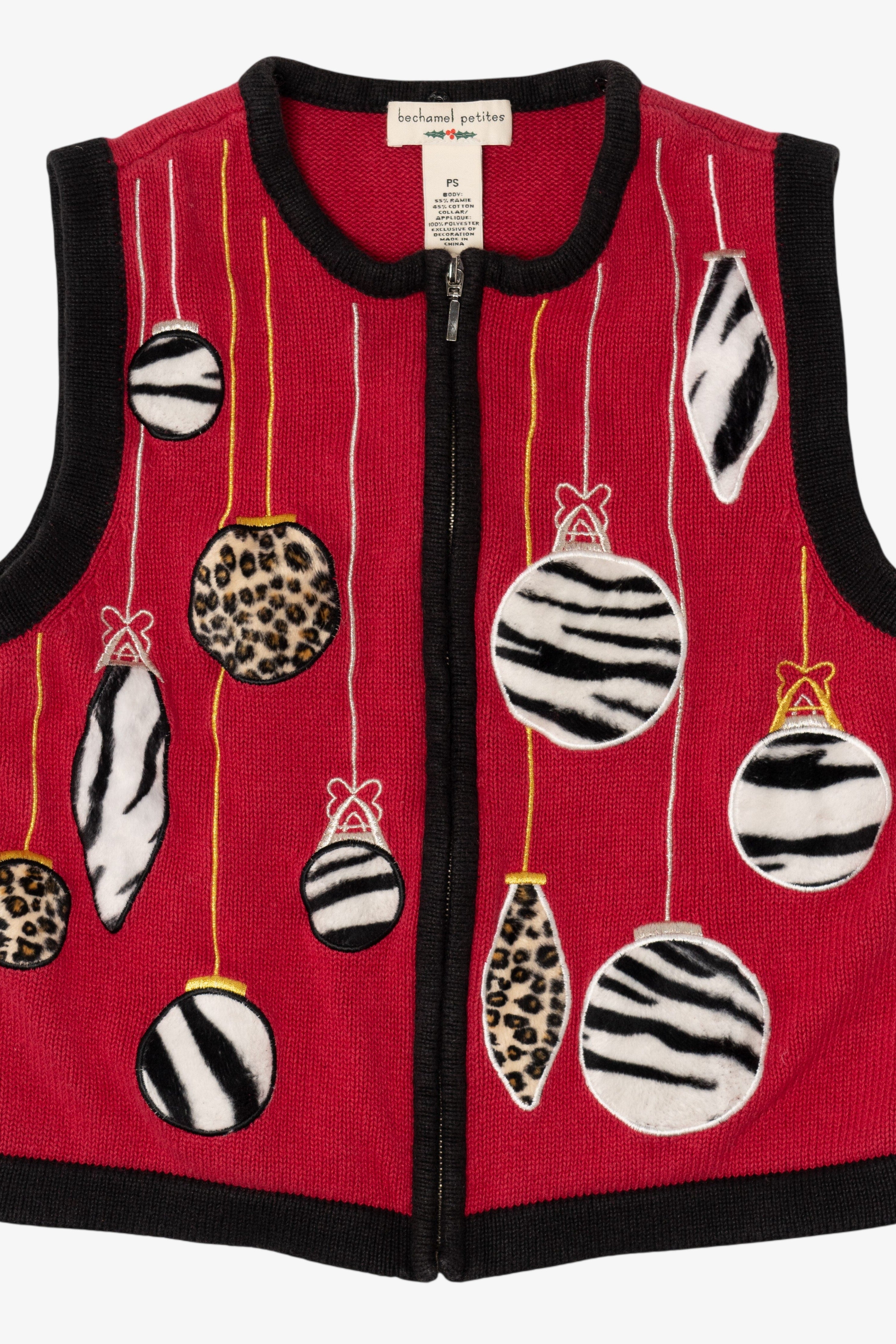 Vintage Red Bechamel Ornaments Ugly Christmas Vest (1990s)