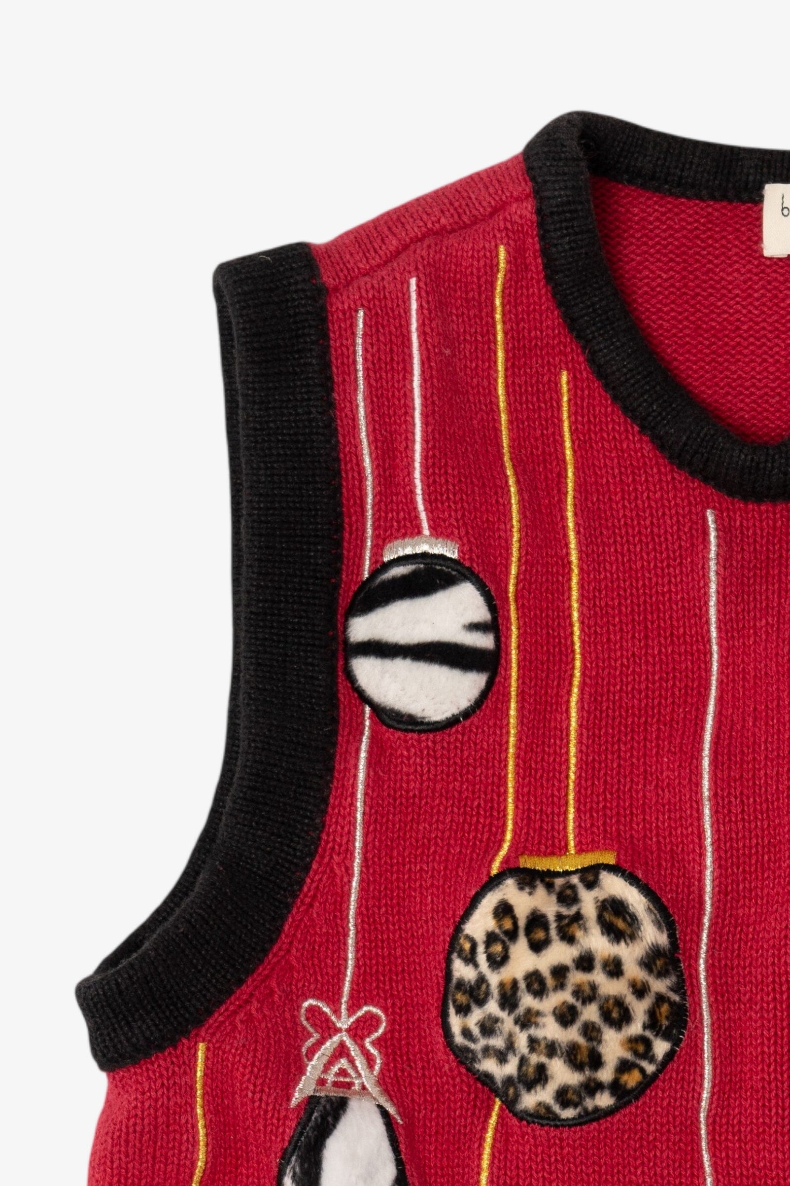 Vintage Red Bechamel Ornaments Ugly Christmas Vest (1990s)