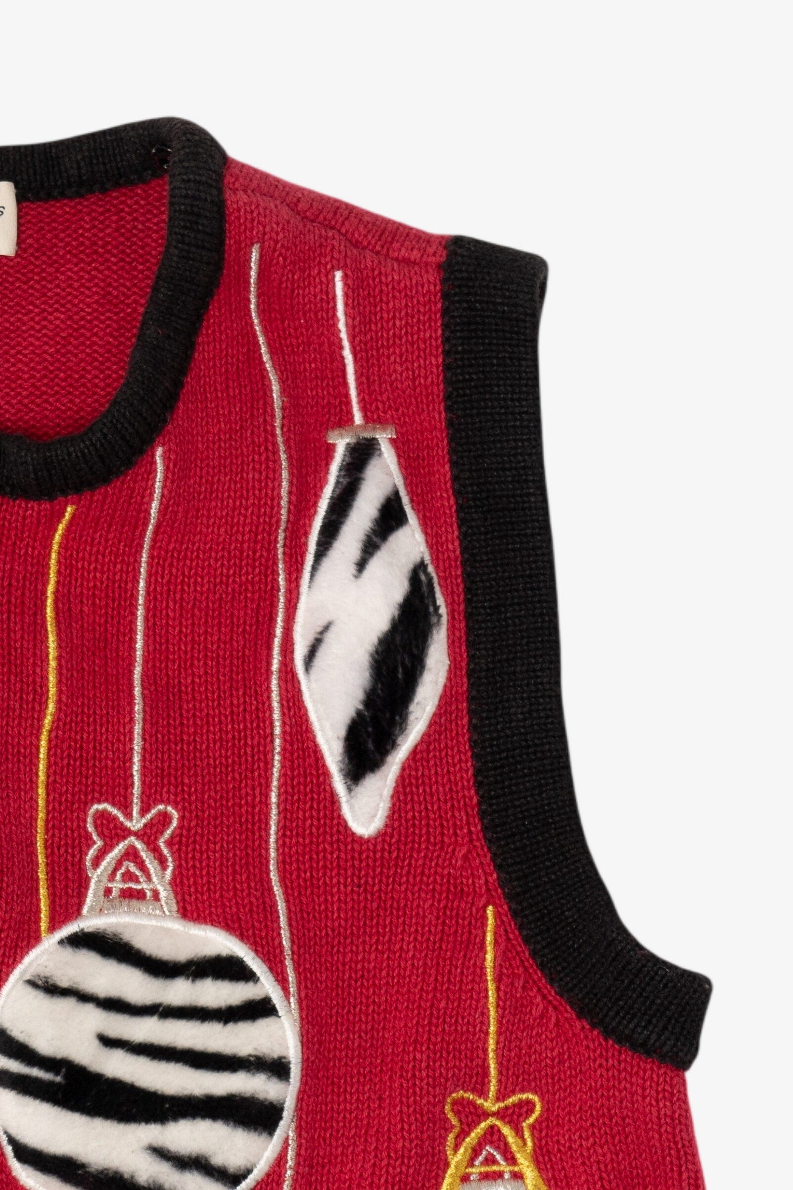 Vintage Red Bechamel Ornaments Ugly Christmas Vest (1990s)