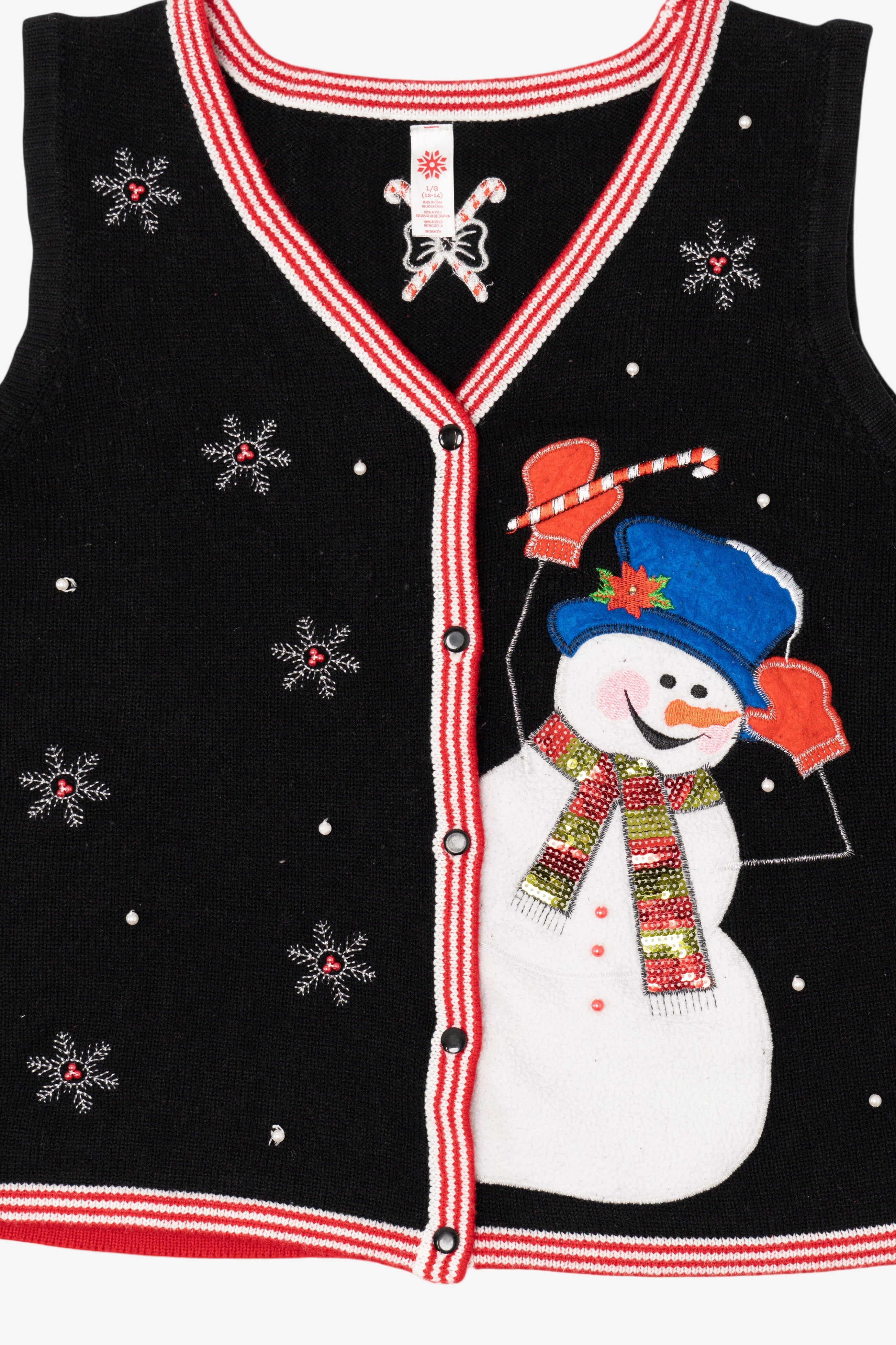 Vintage Black Snowmen Ugly Christmas Vest (2000s)