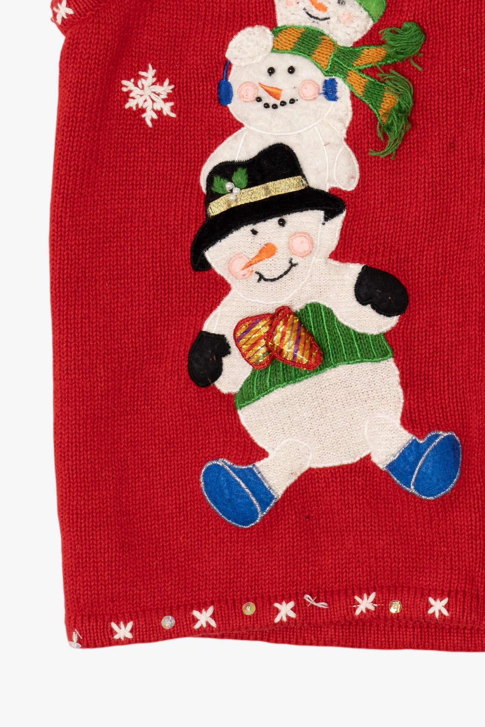 Vintage Red Mercer Street Studio Snowmen Ugly Christmas Vest (1990s)