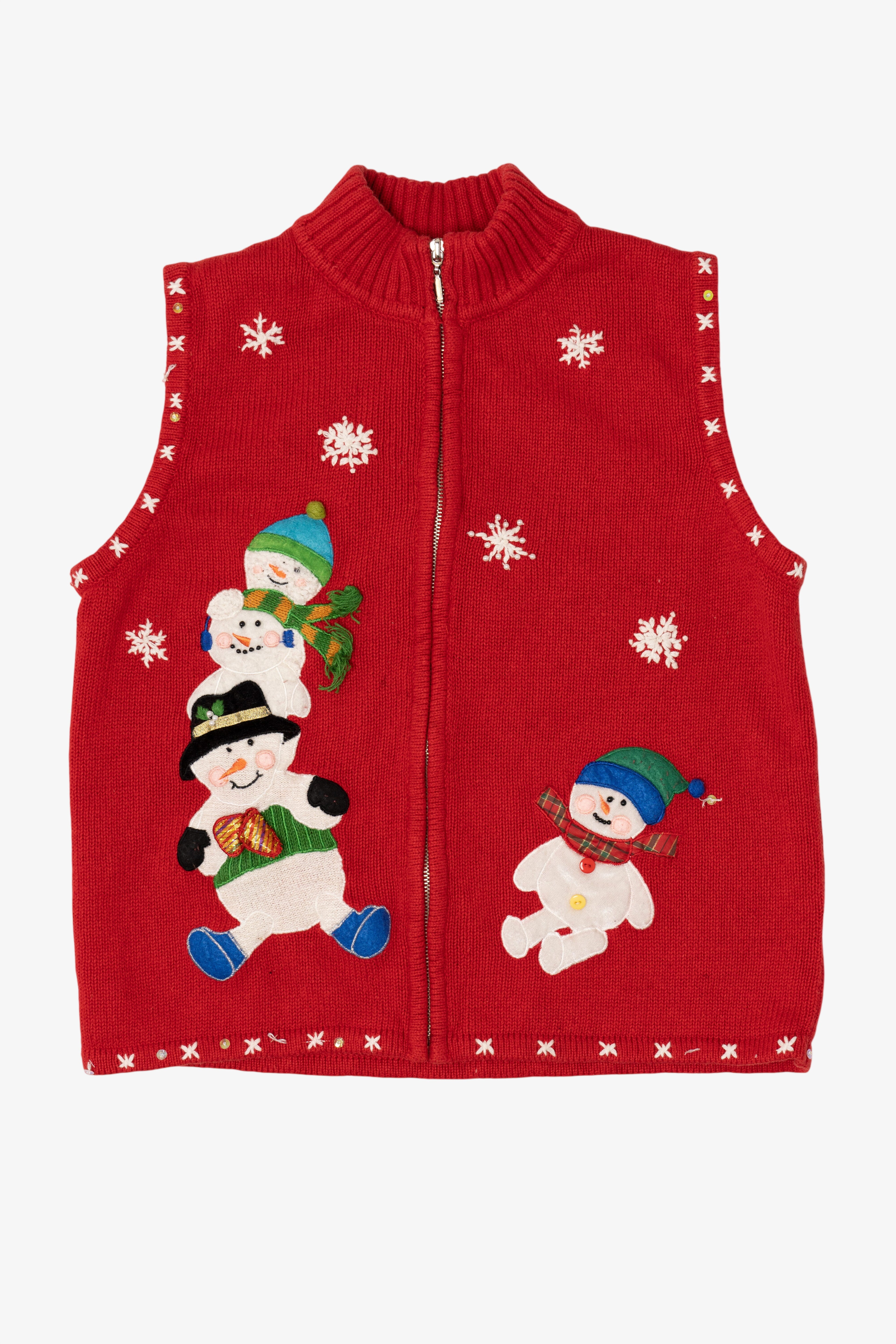 Vintage Red Mercer Street Studio Snowmen Ugly Christmas Vest (1990s)