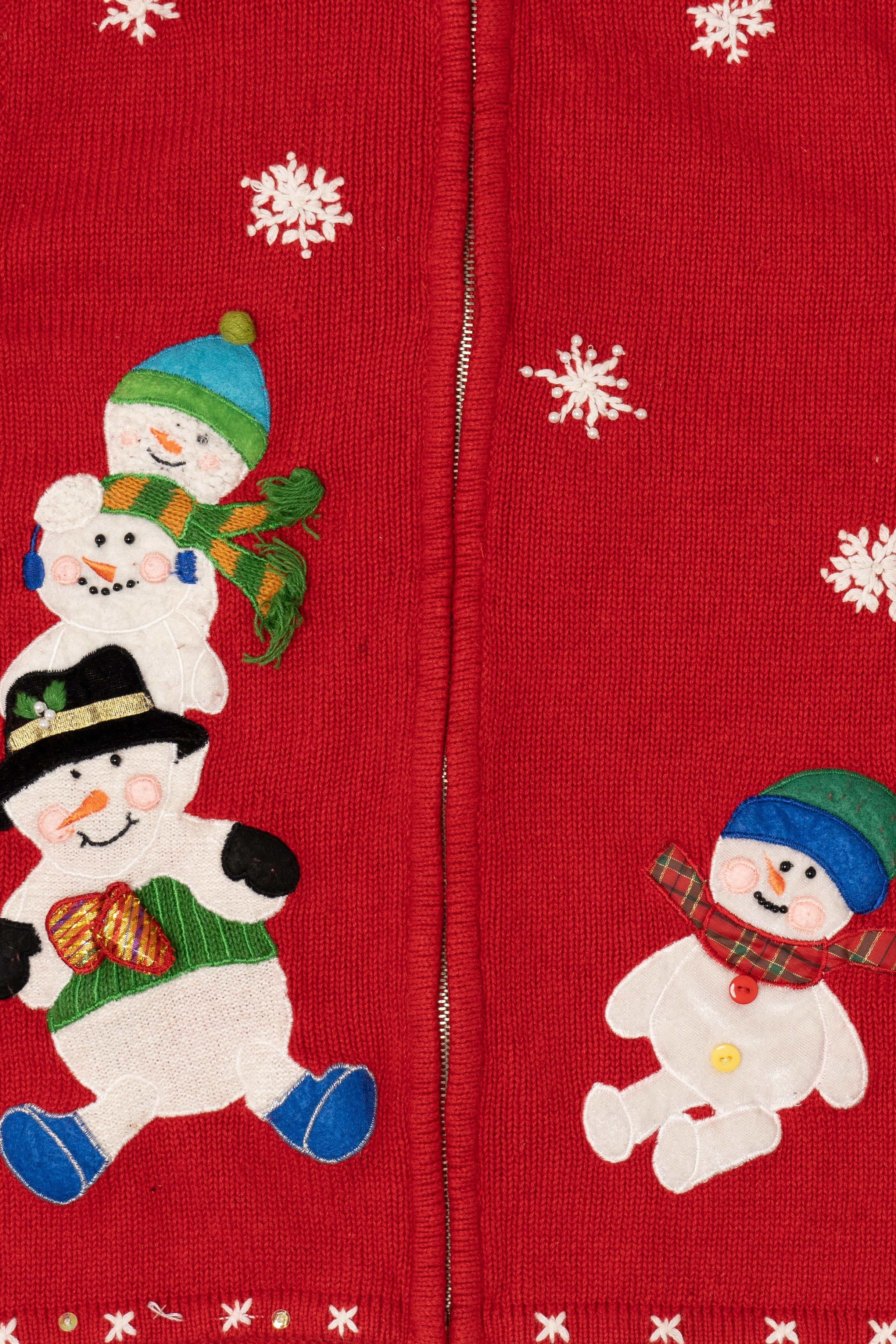 Vintage Red Mercer Street Studio Snowmen Ugly Christmas Vest (1990s)