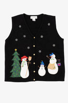 Vintage Black Croft & Barrow Snowmen Ugly Christmas Vest (2000s)